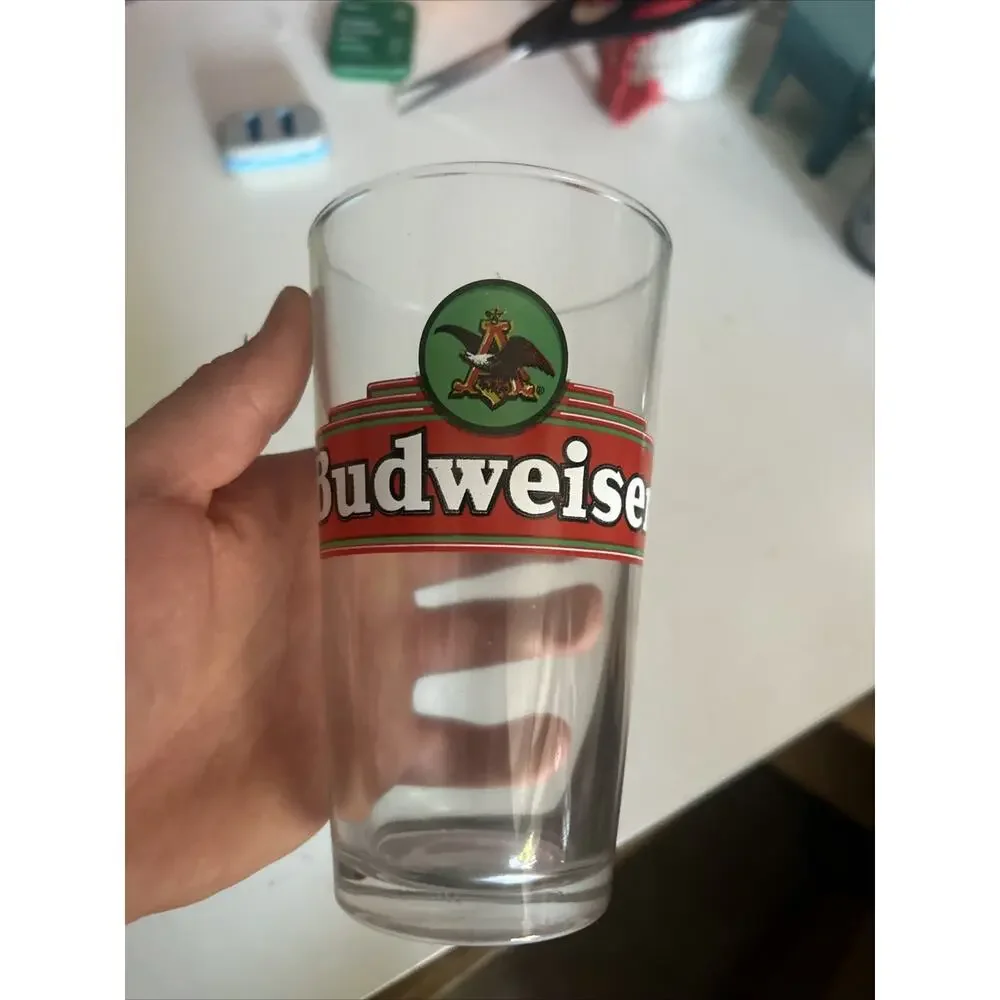 Vintage Budweiser Beer Bar Pint Glasses With Anheuser Busch Eagle Logo